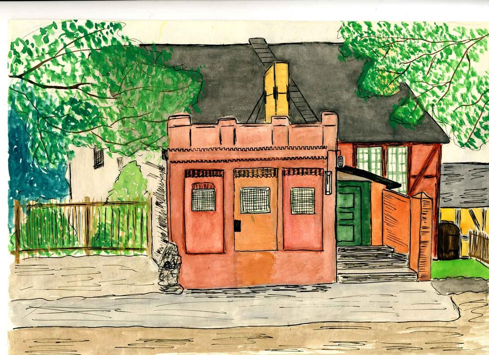 Turnhalle III Zeichnung von Wiegand