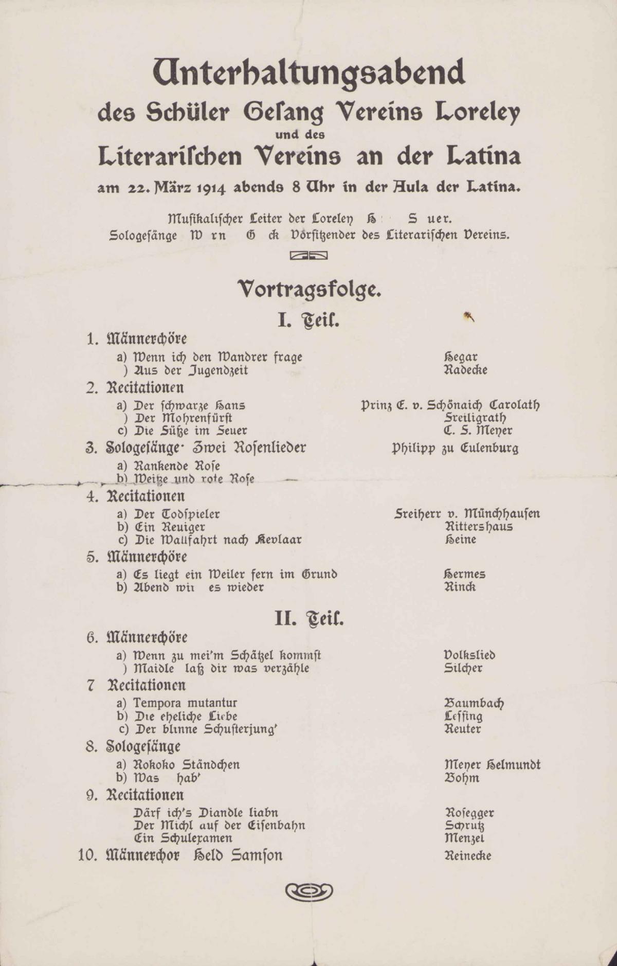 Programm Unterhaltungsabend