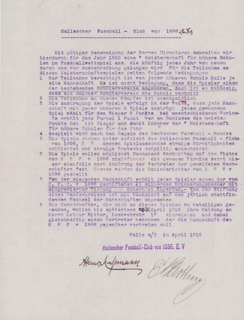 Ausschreibung des HFC